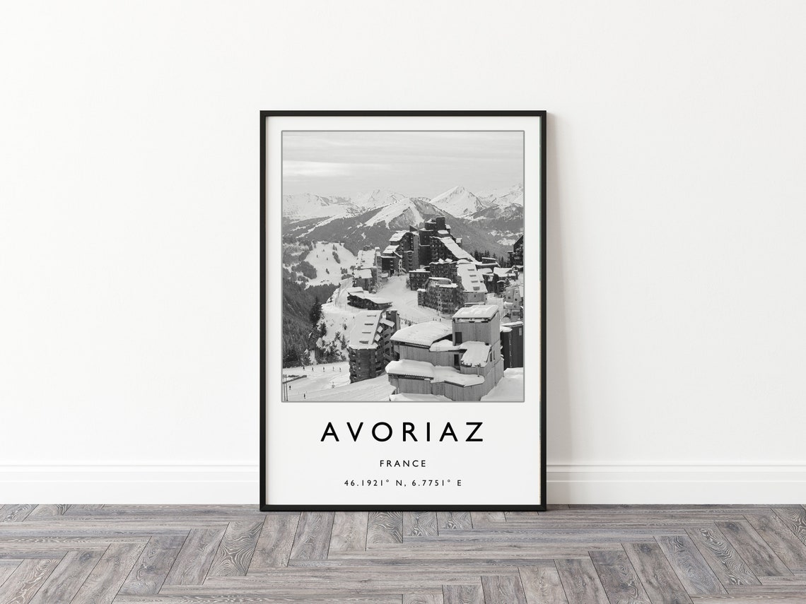 Skiing Travel Poster Avoriaz France Ski Print France Travel Print Skiing Wall Art Skiing Print Winter Sport Art Ski Gift A1a2a3a4 - Image 2