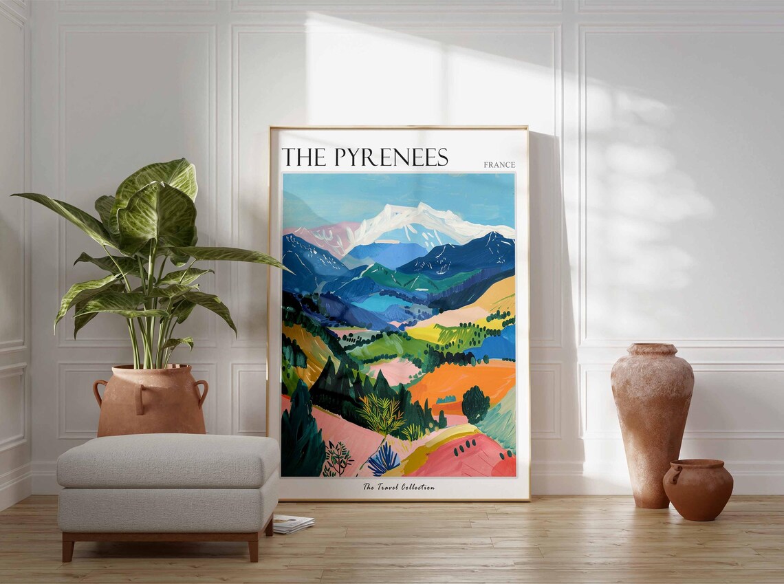 Pyrenees Vintage Travel Poster, France Mountain Print - Image 3
