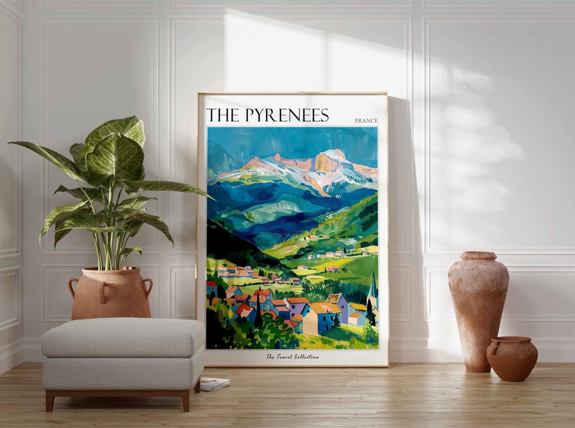 The Pyrenees Poster France Travel Print French Decor Europe Travel Poster European Wall Art Mountain Print The Pyrenees Travel Poster - Image 3