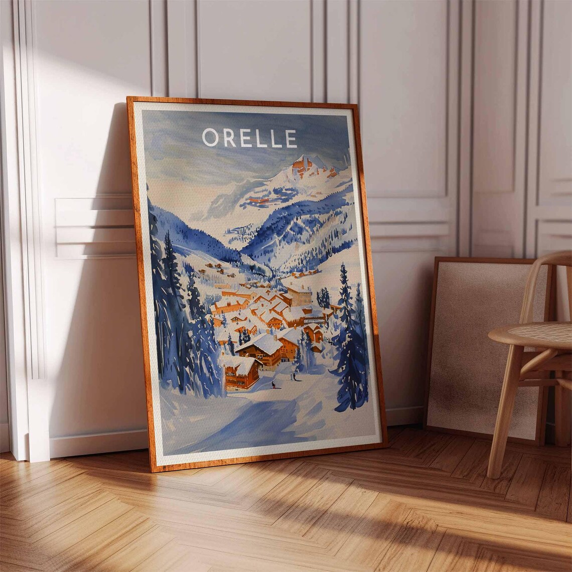 Skiing Travel Poster Orelle Ski Print France Travel Print Skiing Art Skiing Print Winter Sport Art Ski Gift - Image 3