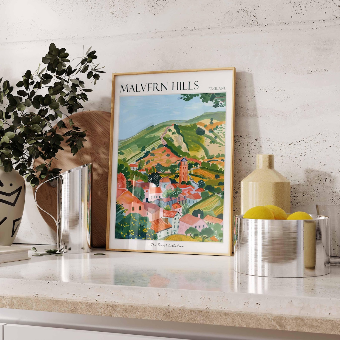 Malvern Hills Pink Hillside Village Church Tower Winding Poster - Image 3