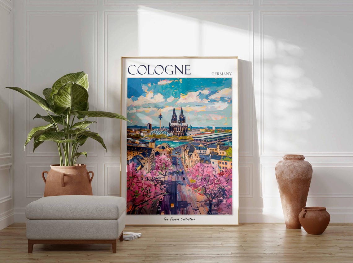 Cologne Cathedral Germany Pink Blossom Cityscape Travel Poster - Image 2