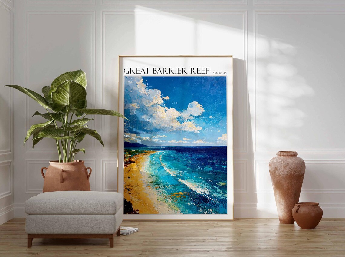 Great Barrier Reef Golden Sands Surf Beach Australia Travel Poster - Image 2