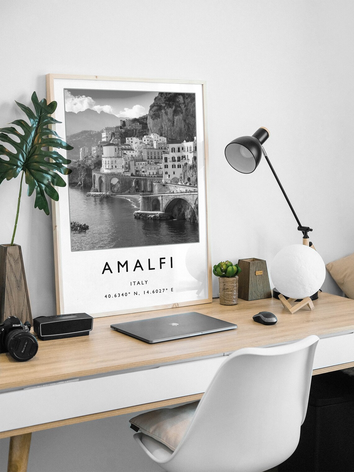 Amalfi Travel Poster, Black And White Italy - Image 2