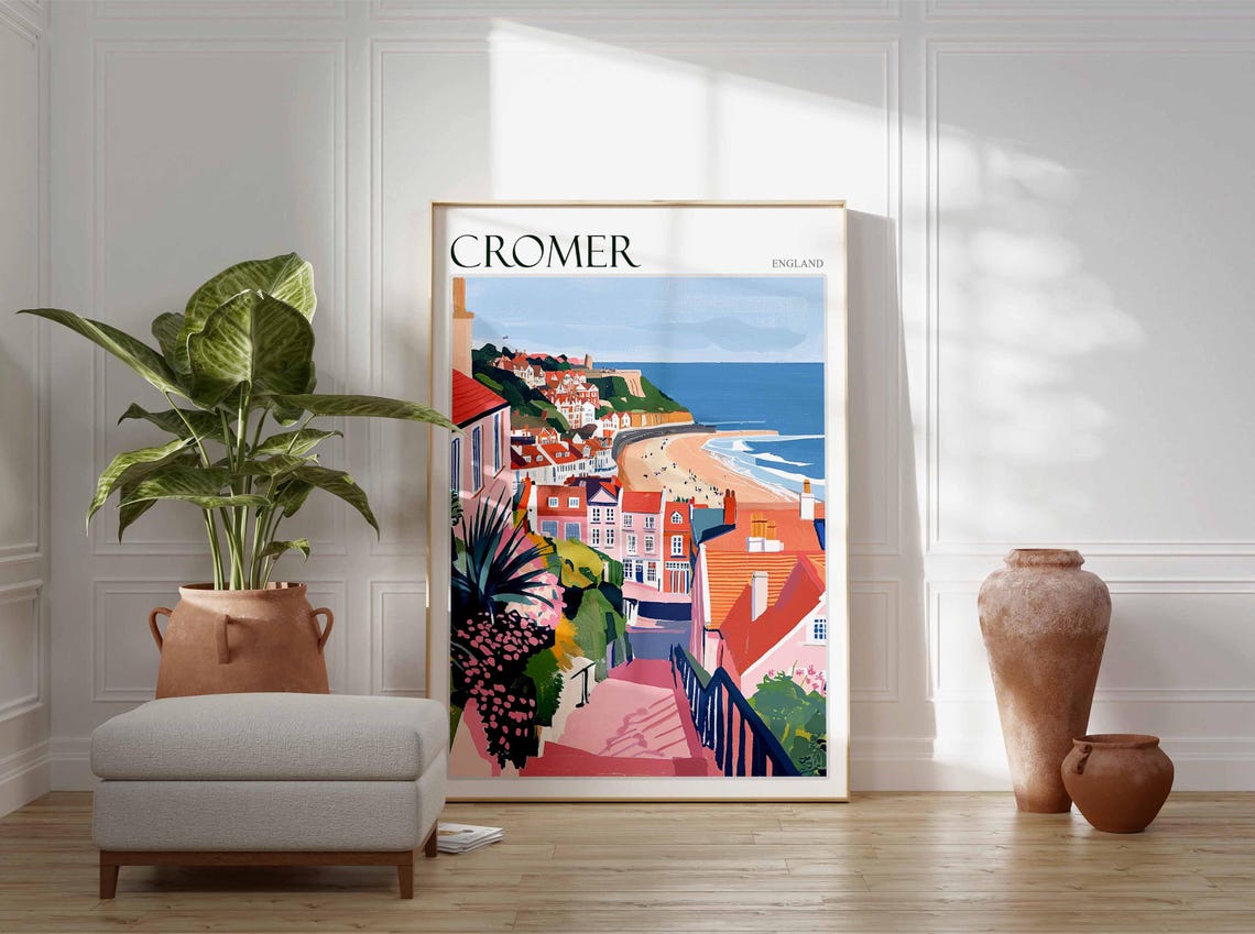 Cromer England Seaside Cliffs Sandy Beach Coastal Town Travel Poster - Image 2