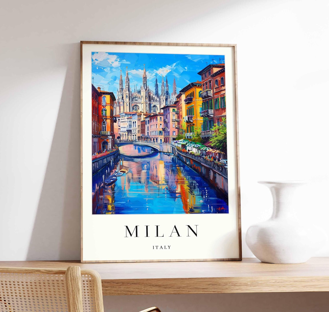 Milan Italy Elegant Cityscape Travel Poster
