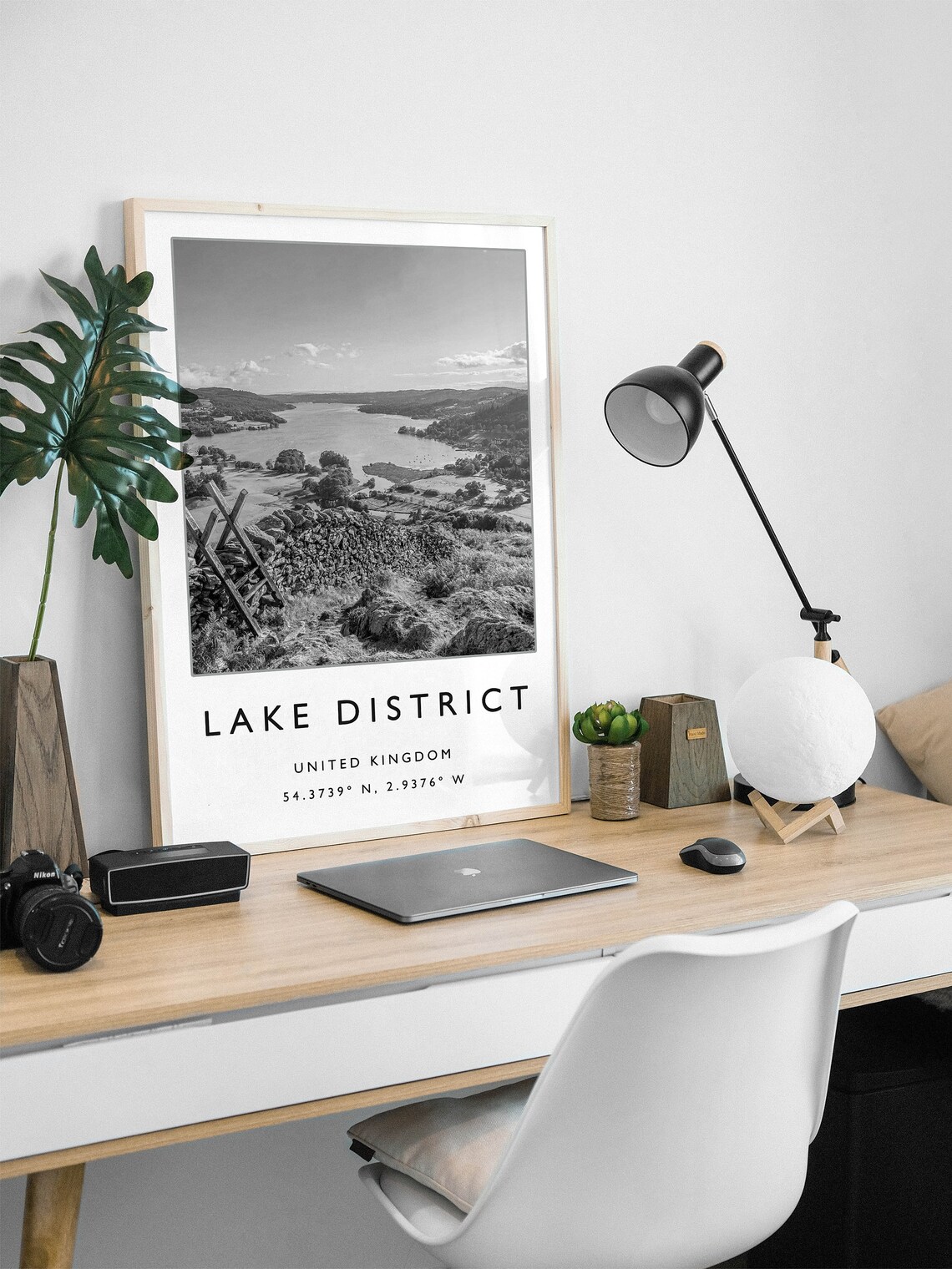 Lake District Black And White Travel Poster, Art Print - Image 2