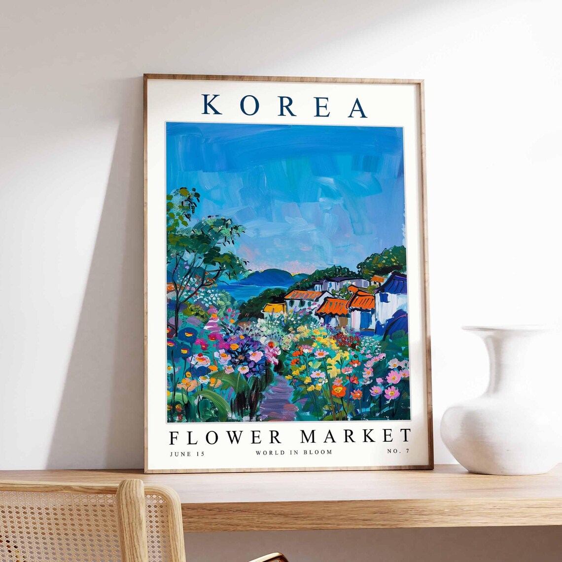 Korea Flower Market No 7 Village Lake Wildflower Field View Poster