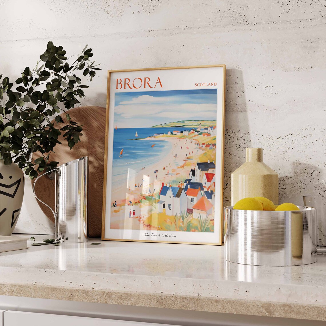 Brora Scotland Sandy Beach Village Colorful Painting Travel Poster - Image 2