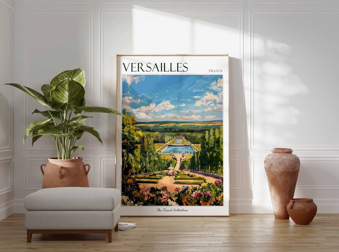 Versailles France Palace Gardens Grand Canal Painted Travel Poster - Image 3