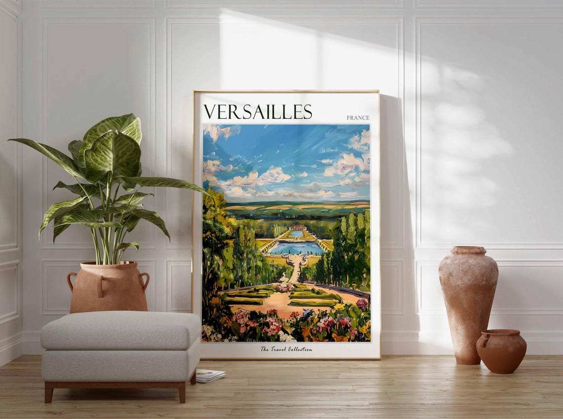 Versailles Poster France Travel Print French Decor Europe Travel Poster European Wall Art Versailles Gift Versailles Travel Poster - Image 3