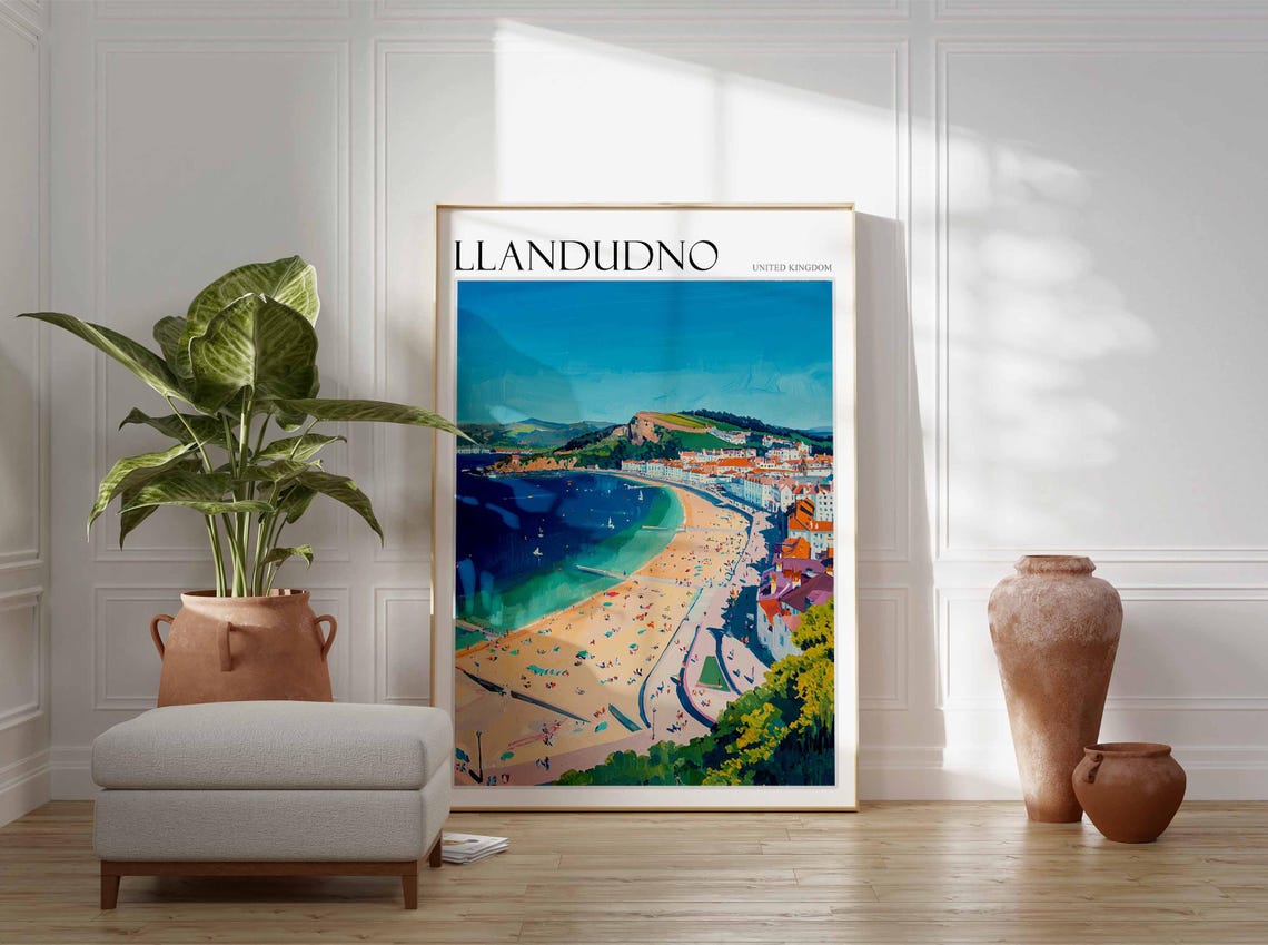 Llandudno Poster Wales Poster Uk Travel Print Coastal Wall Art British Decor Wales Travel Print Beach House Decor Llandudno Wales Art - Image 3