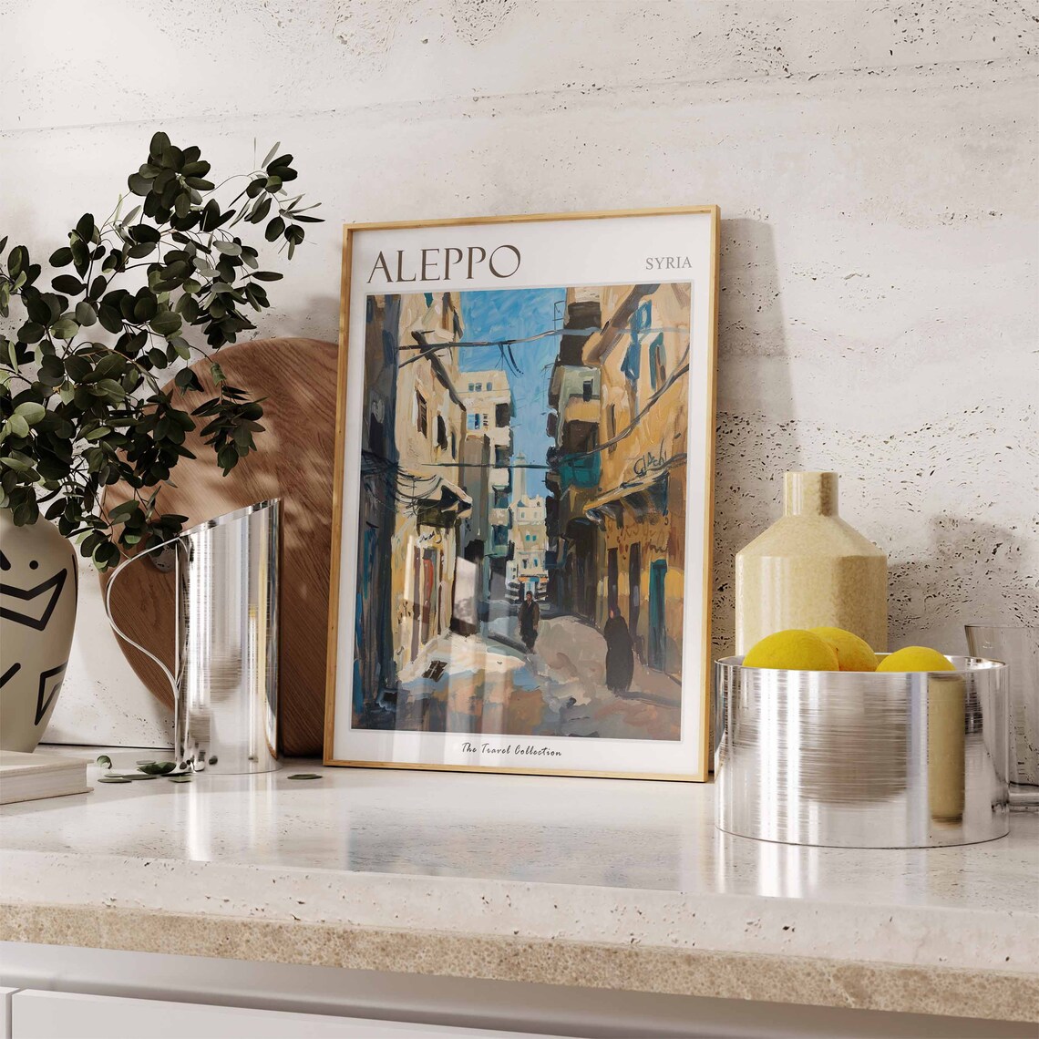 Aleppo Syria Historic Old Street Illustrated Travel Poster Art - Image 3