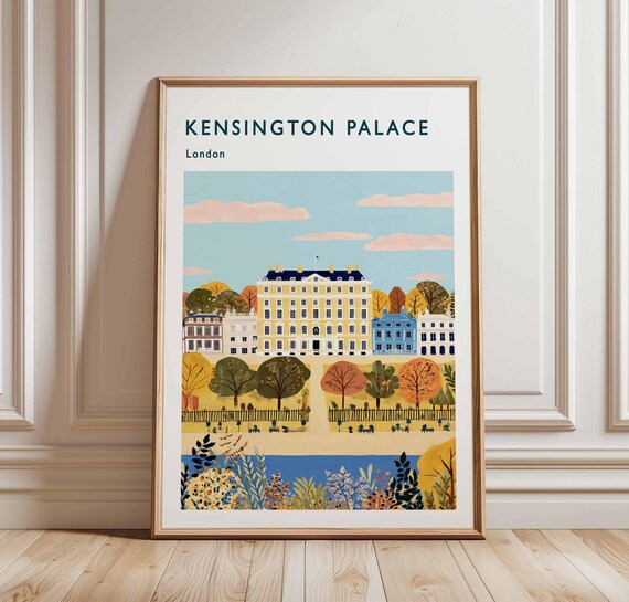 Kensington Palace London Autumn Trees City Facade Travel Art Poster