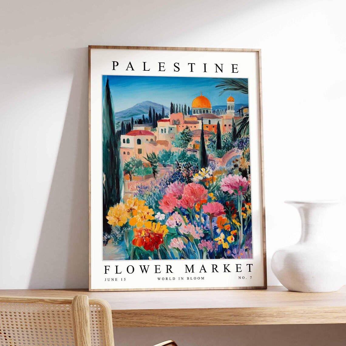 Palestine Flower Market Domes Cypress Hills Wildflower Art Poster