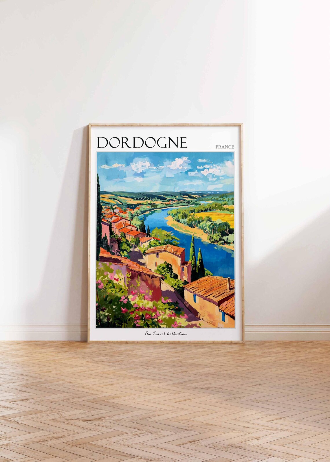 Dordogne France Hilltop Village Over River Panoramic Travel Poster - Image 2