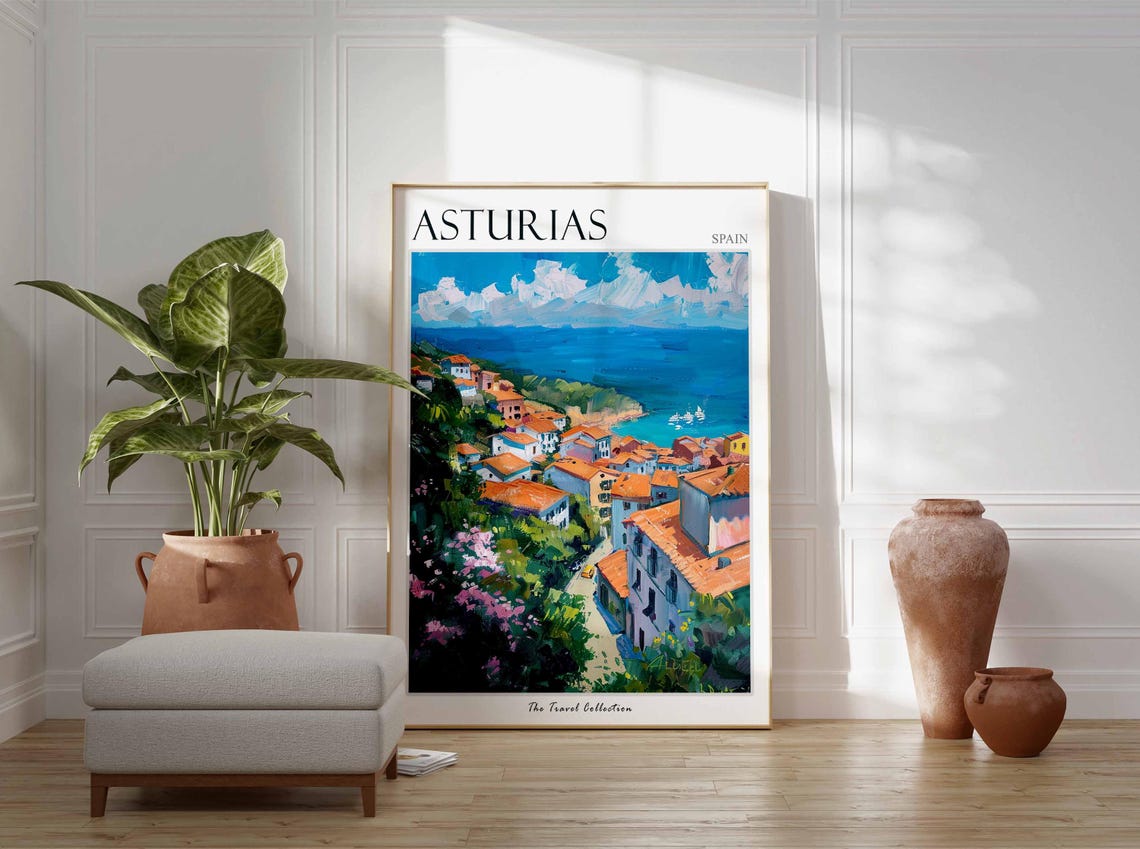 Asturias Poster Spain Travel Print Spanish Decor Europe Travel Poster European Wall Art Botanical Print Asturias Travel Poster - Image 3