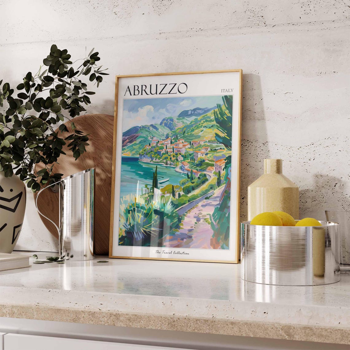 Abruzzo Italy Seaside Cove Path Cypress Trees Scenic Travel Poster - Image 2