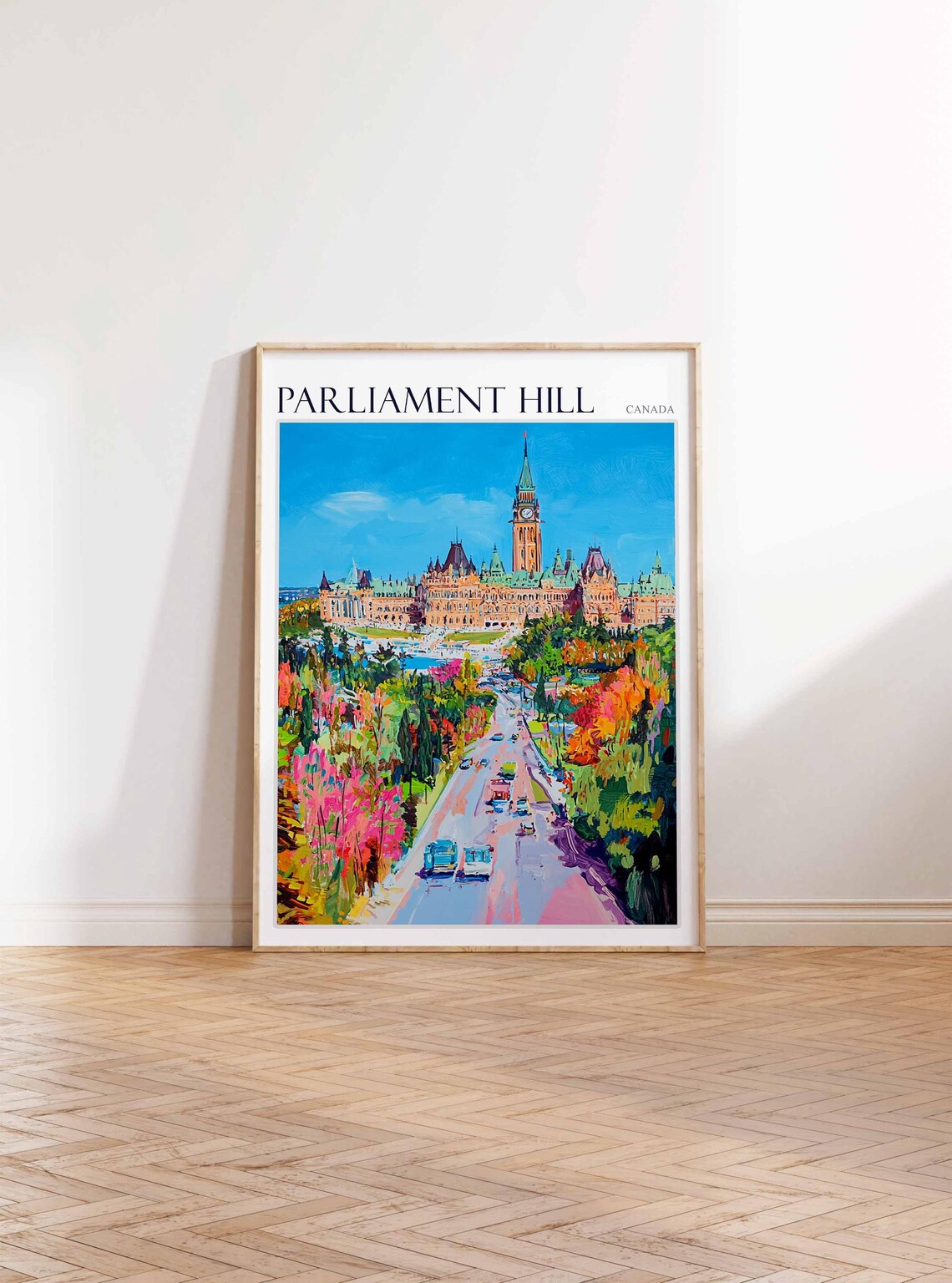 Parliament Hill Canada Street Flowers Bright Garden Painting Poster - Image 2
