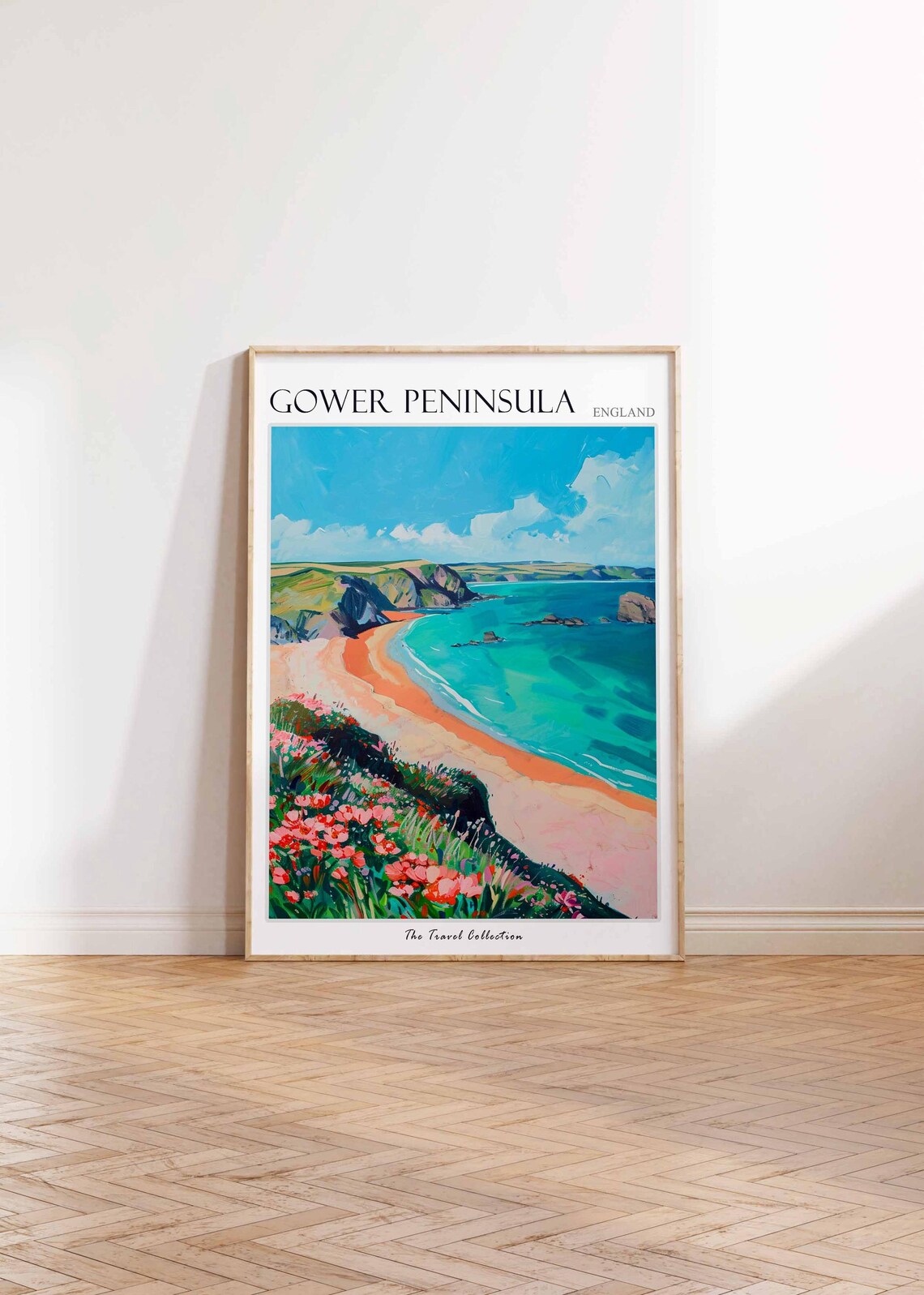 Gower Peninsula Sandy Cove Travel Poster Turquoise Sea Headland Art - Image 2