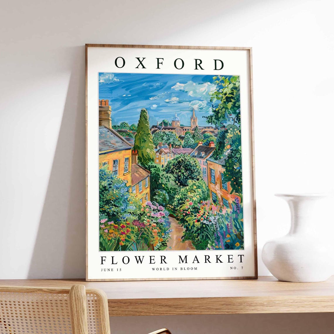 Oxford Flower Market Poster Oxfordprint English Floral Wall Art Oxfordfloral Decor Botanical Uk Print Travel