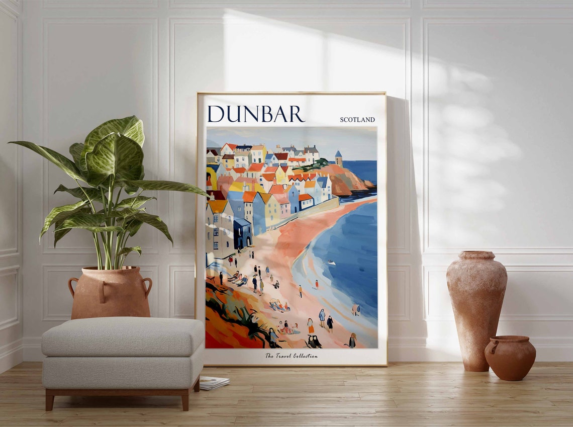 Dunbar Scotland Beach Bathers Seaside Town Coastal View Poster - Image 2