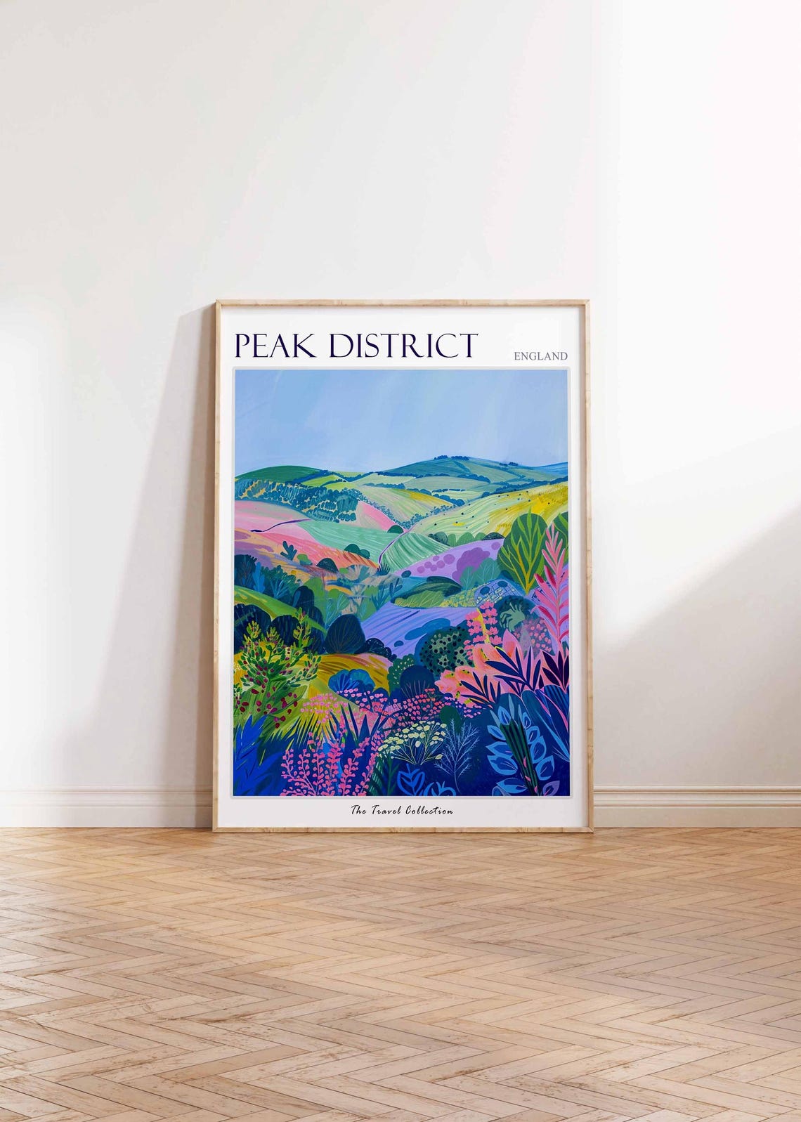Peak District Abstract Colorful Hills Landscape Travel Poster - Image 2