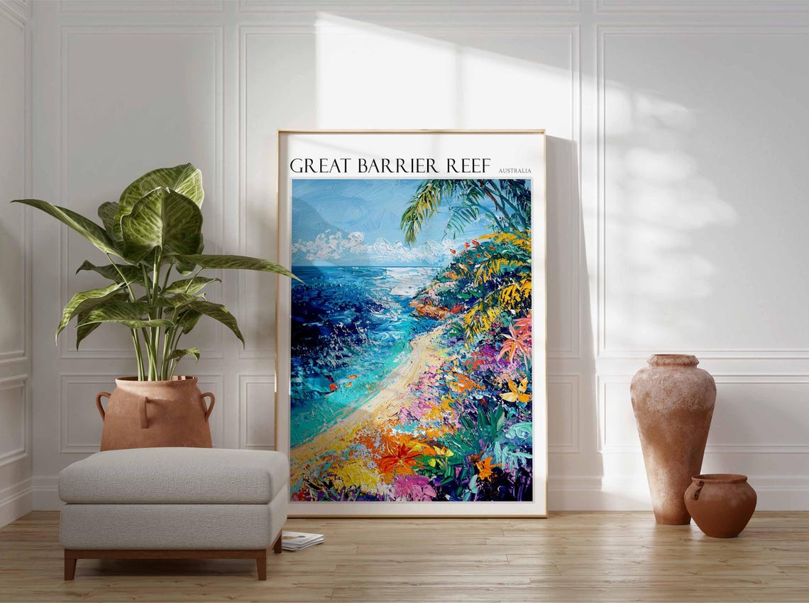 Great Barrier Reef Tropical Beach Impressionist Australia Poster - Image 2