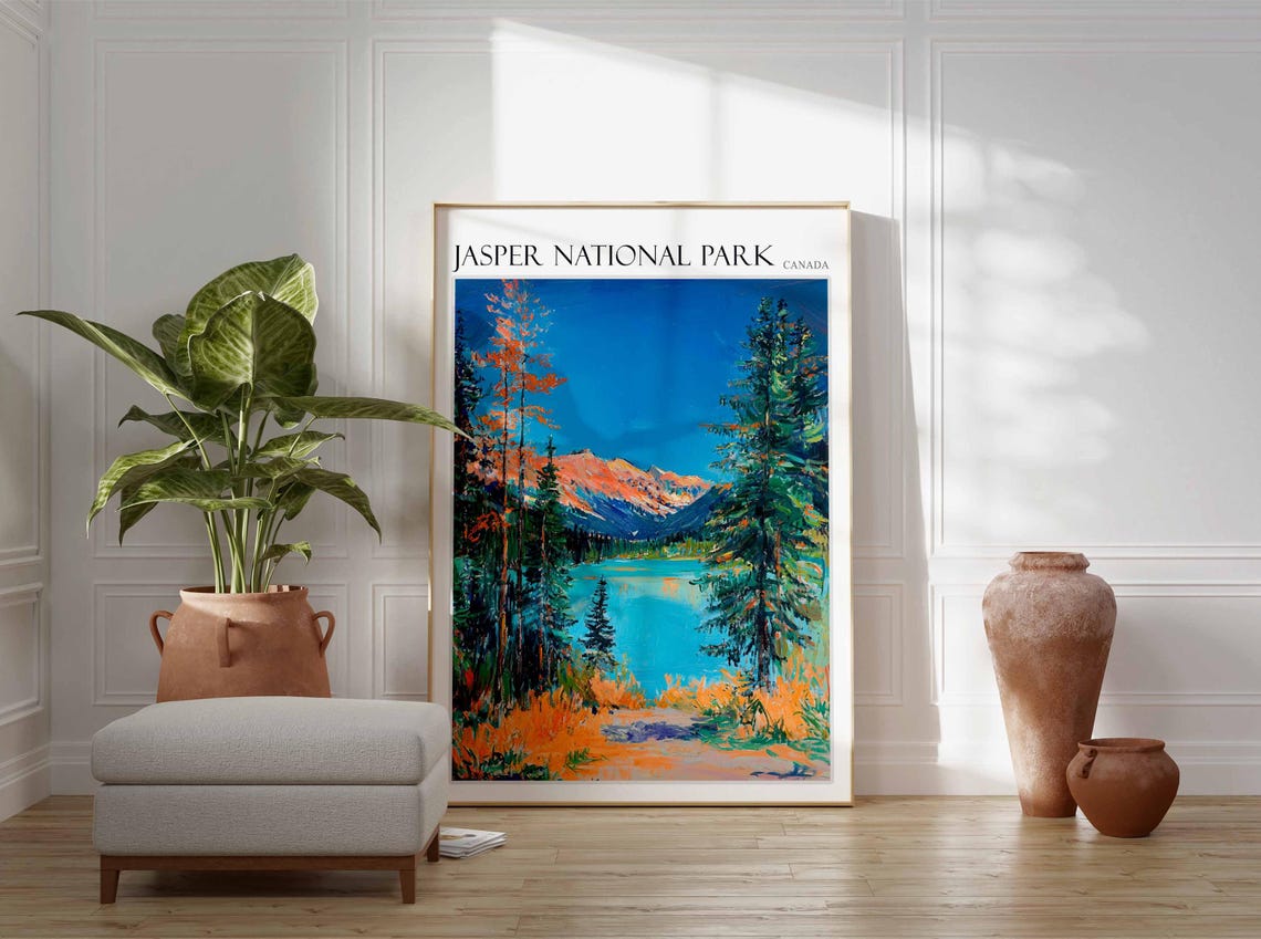 Jasper National Park Coral Peak Lake Pine Framed View Poster - Image 2