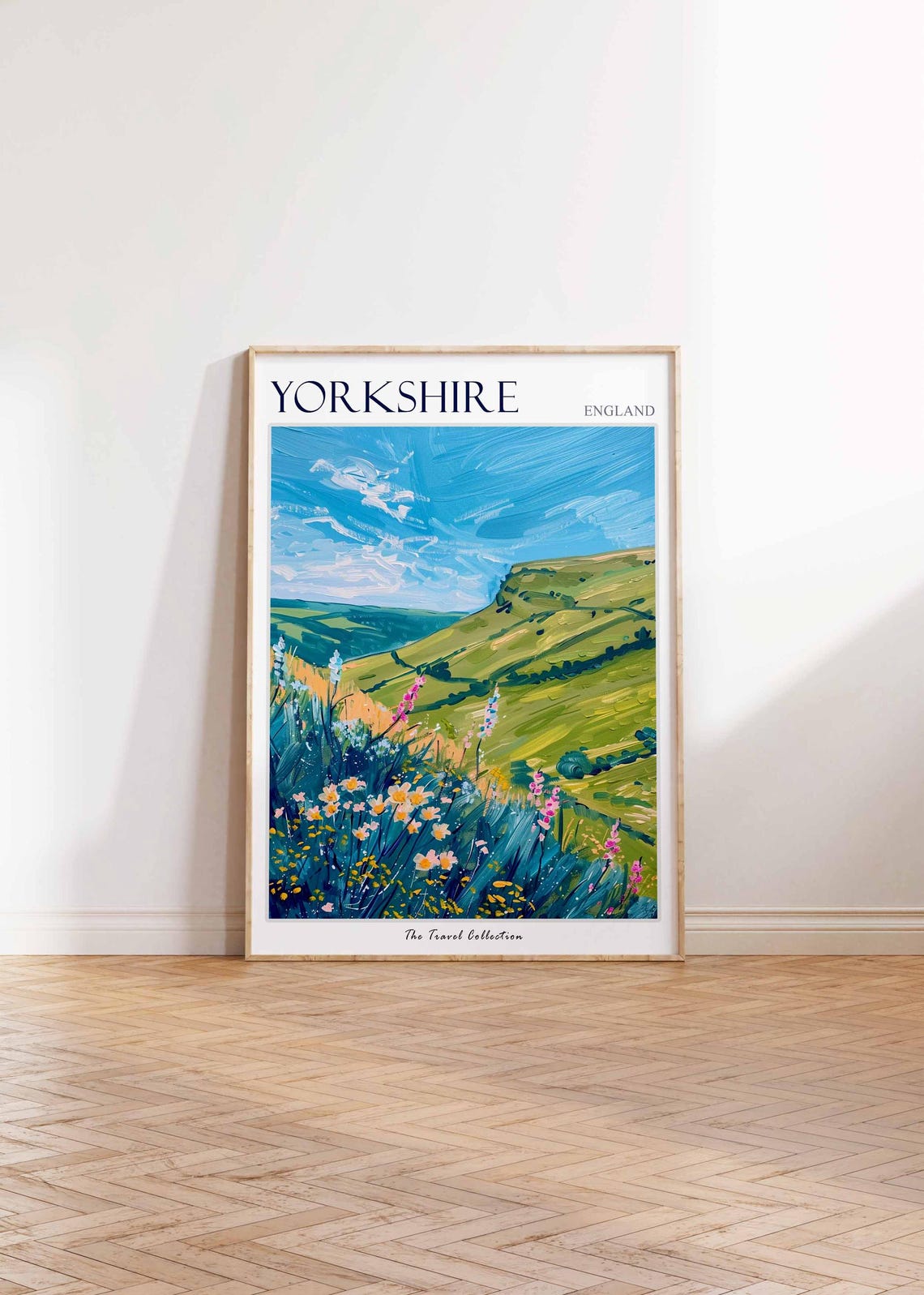 Yorkshire England Travel Poster Rolling Green Hills And Wildflowers - Image 2