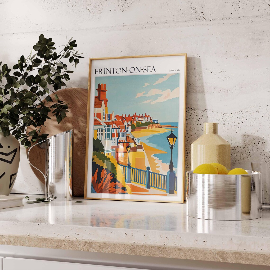 Frinton On Sea Vintage Style Street To Beach Lampposts Retro Travel Poster - Image 2