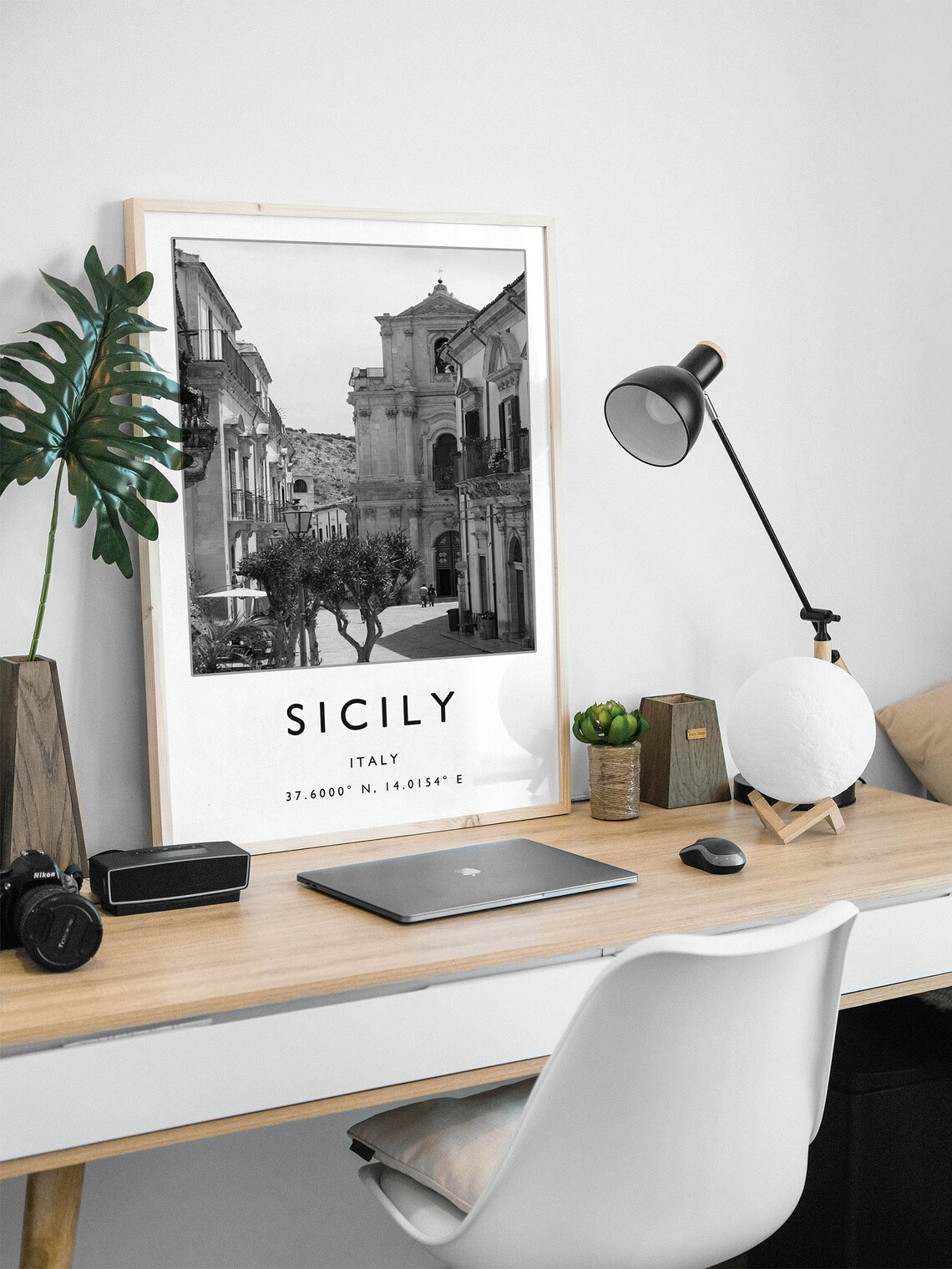 Sicily Travel Poster, Black And White Travel Art - Image 2