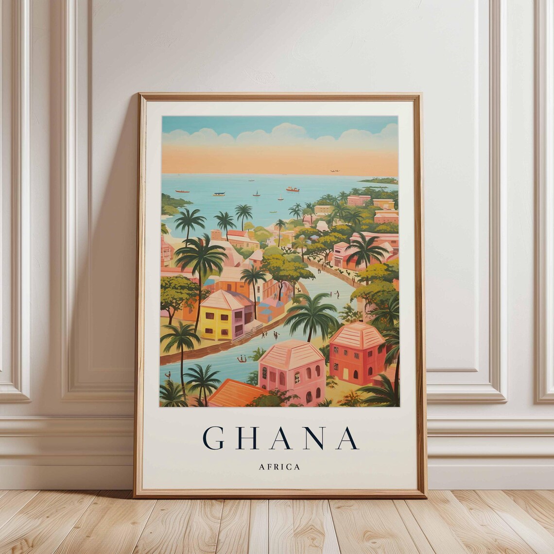 Ghana Travel Poster, West Africa Landscape