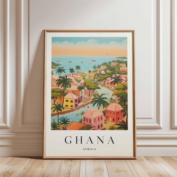 Ghana Travel Poster, West Africa Landscape