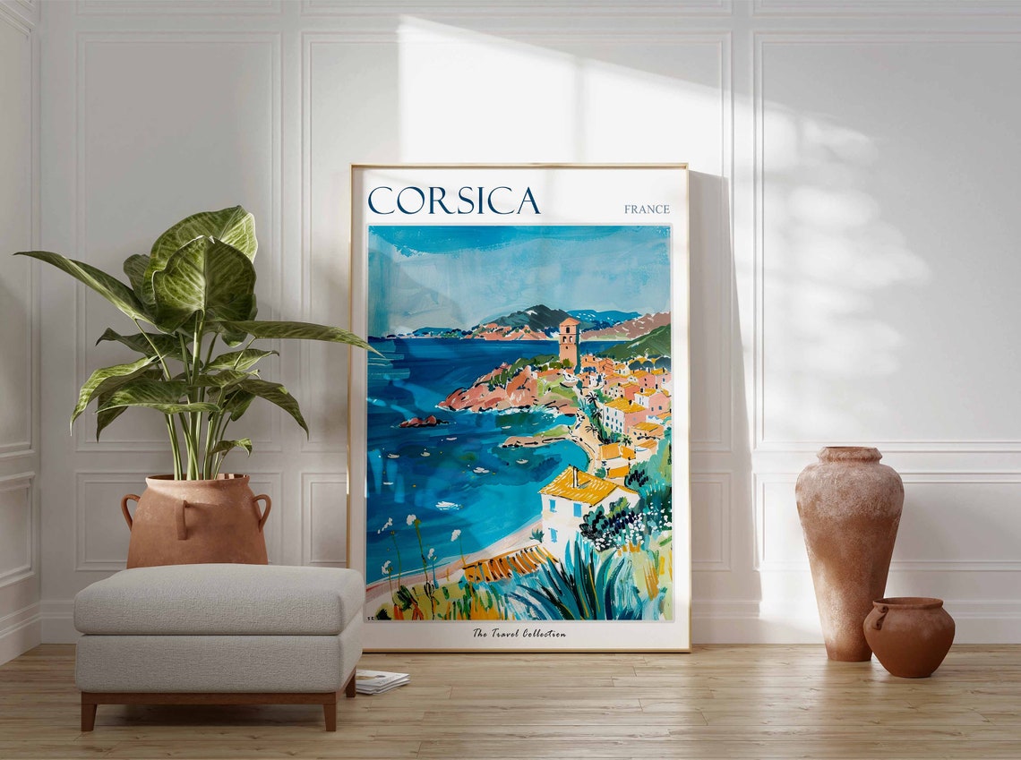 Corsica Poster Corsica Travel Print Tropical Decor Sea Wall Art French Decor France Travel Print Corsica Gift Corsica Travel Poster - Image 3