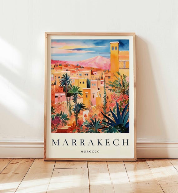 Marrakech Poster Morocco Travel Print North Africa Wall Art Souk Decor Marrakechtravel Gift Marrakechdecor