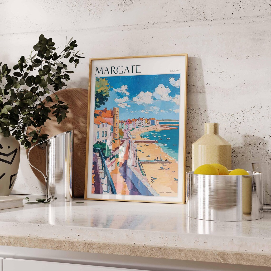 Margate England Harbor Fauvist Style Pier Boats Painting Poster - Image 2