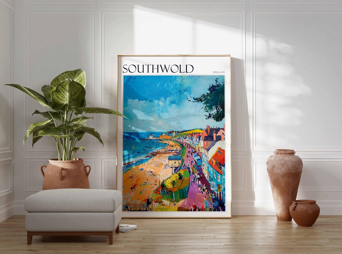 Southwold Aerial Town And Beach Crowds Summer Poster England - Image 2