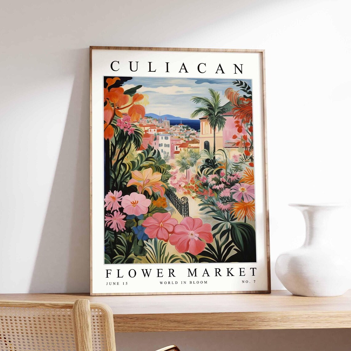 Culiacan Flower Market Hillside Town Palms Bloom View Poster