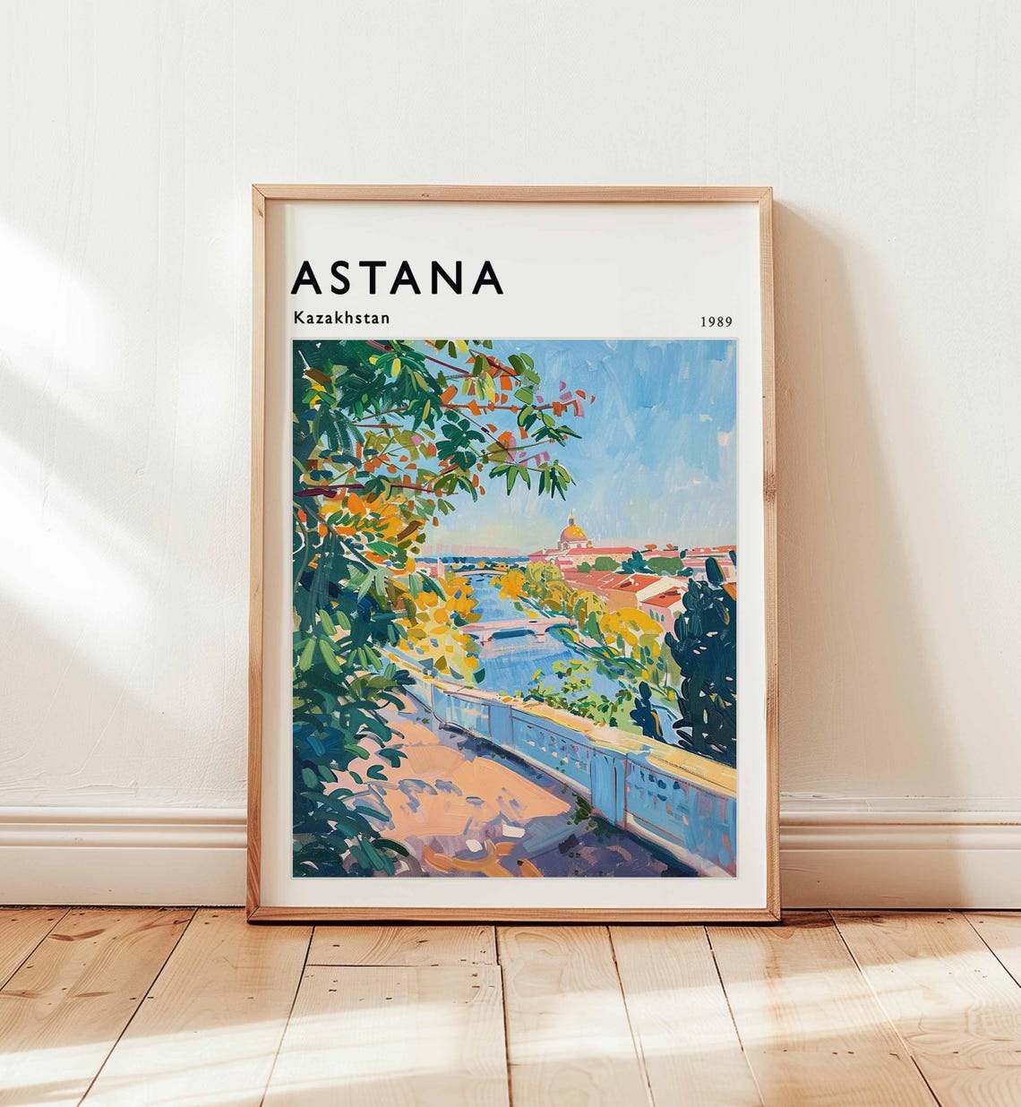 Astana Kazakhstan 1989 Riverside Golden Dome Impressionist Poster