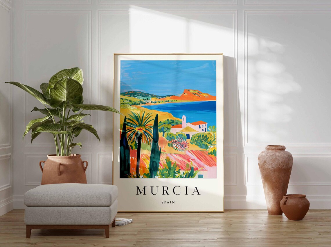 Murcia Spain Countryside Villa Palms Bay Scenic Travel Poster - Image 4