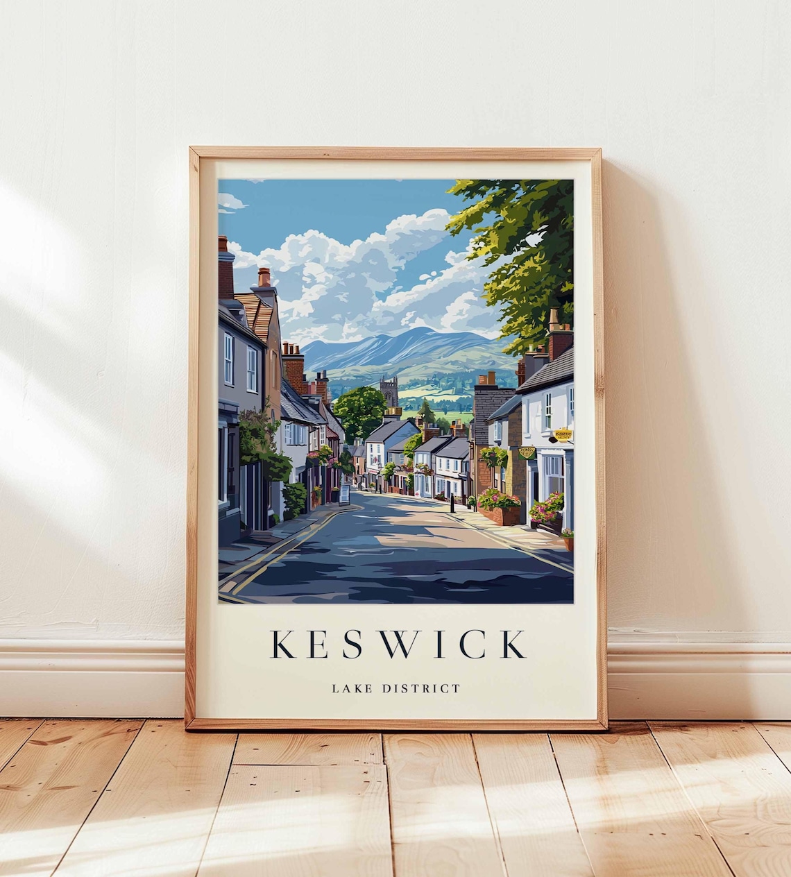 Keswick Lake District Charming Town Street Fell Views Travel Poster