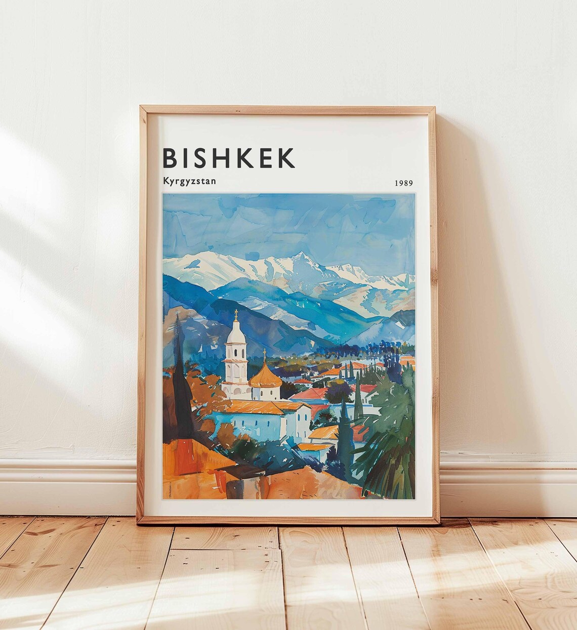 Bishkek Poster Kyrgyzstan Travel Print Central Asia Wall Art Soviet Architecture Decor Cityscape