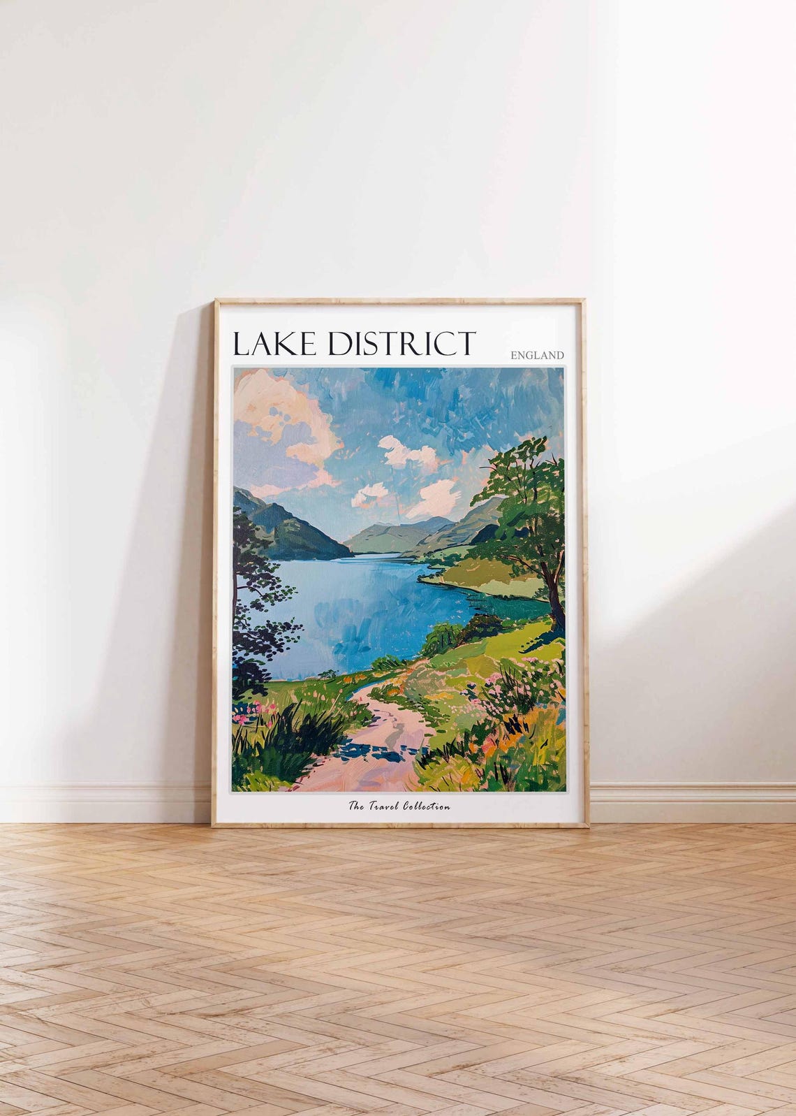Lake District England Winding Path Down to Bright Blue Lake Poster - Image 2