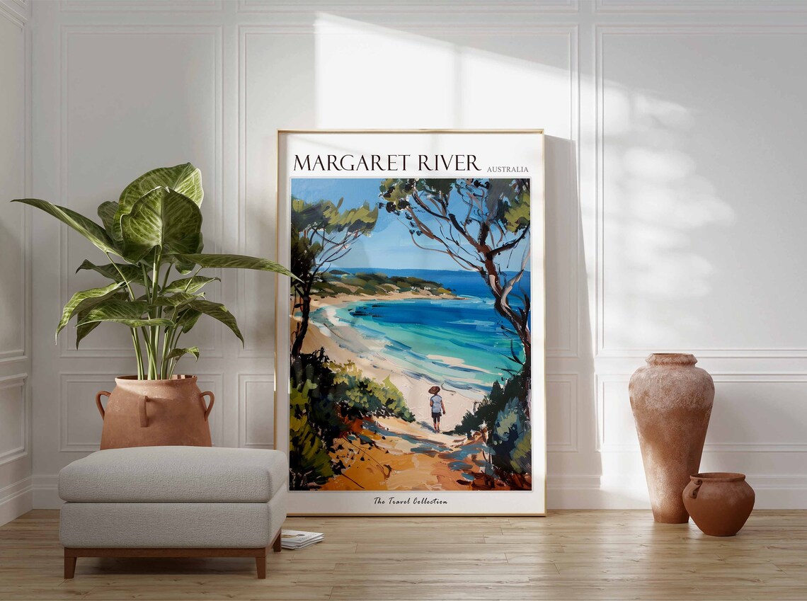 Margaret River Poster Australia Travel Print Australian Decor Oceania Travel Poster Oceanian Wall Art Margaret River Travel Poster - Image 2