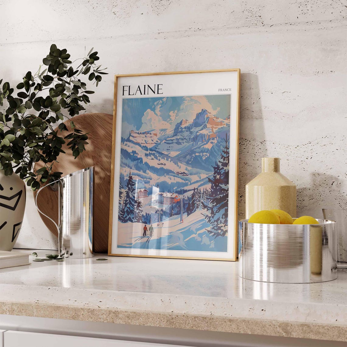 Skiing Travel Poster Skiing Art Flaine Poster Flaine Wall Art French Alps Poster French Alps Print Flaine Travel Print Flaine Ski Art - Image 2