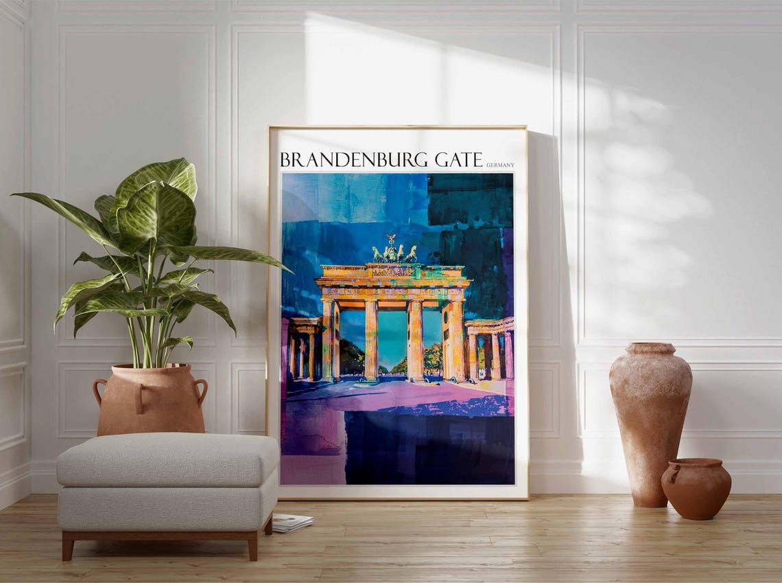 Brandenburg Gate Midnight Blue Dramatic Night Scene Art Poster - Image 2