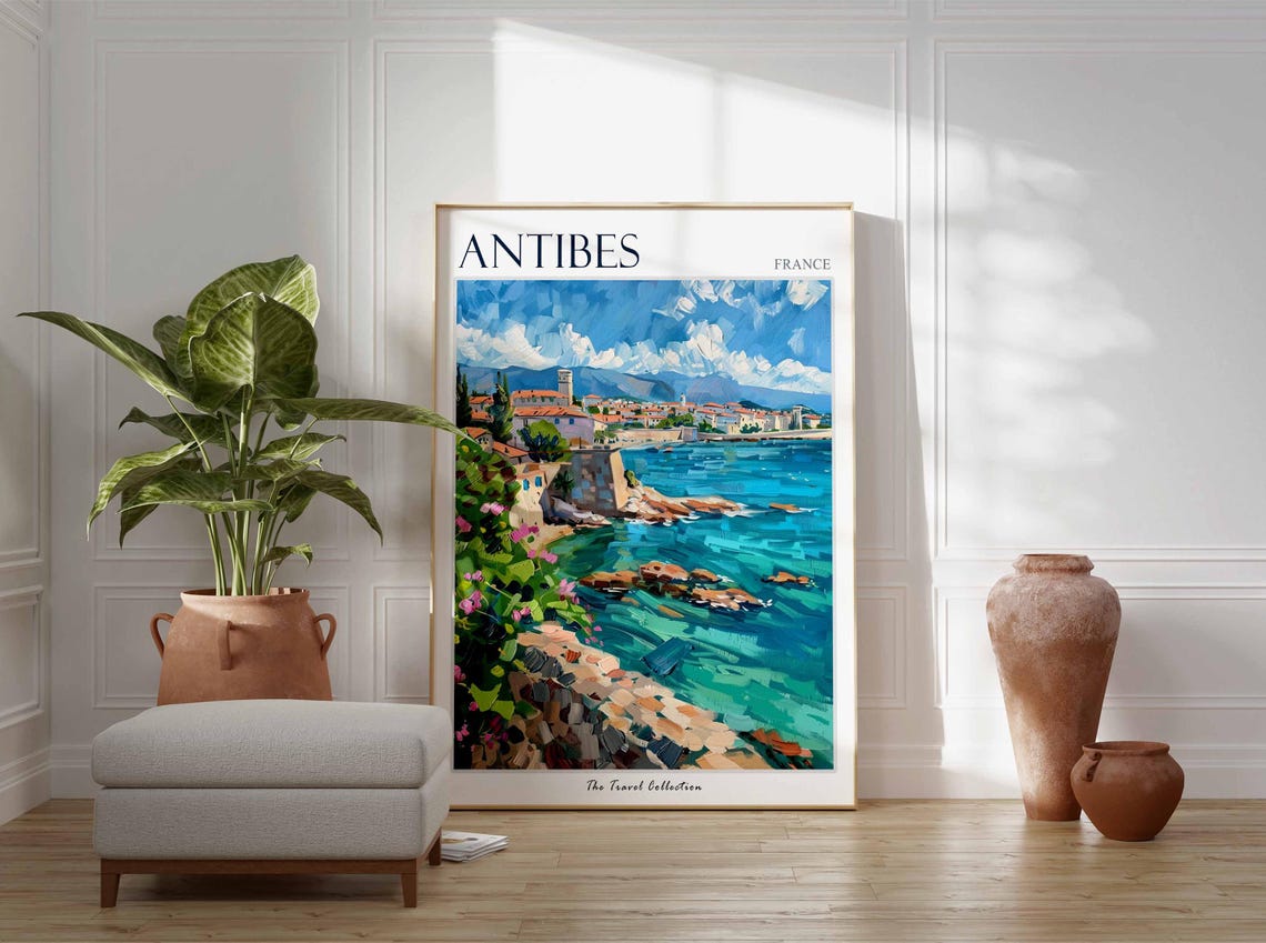 Antibes Poster France Travel Print French Decor Europe Travel Poster European Wall Art Sea Print Antibes Gift Antibes Travel Poster - Image 3