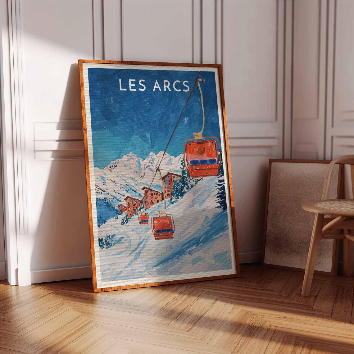Les Arcs France Vintage Red Gondola Mountain Ski Resort Poster - Image 3