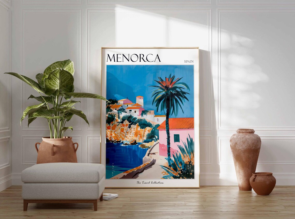Menorca Poster Spain Travel Print Spanish Decor Europe Travel Poster European Wall Art Sea Print Menorca Gift Menorca Travel Poster - Image 3